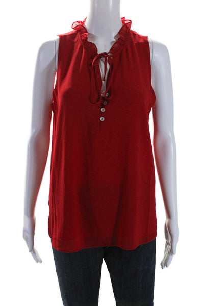 Naked Zebra Womens Sleeveless Button Down Blouse Red Size Medium