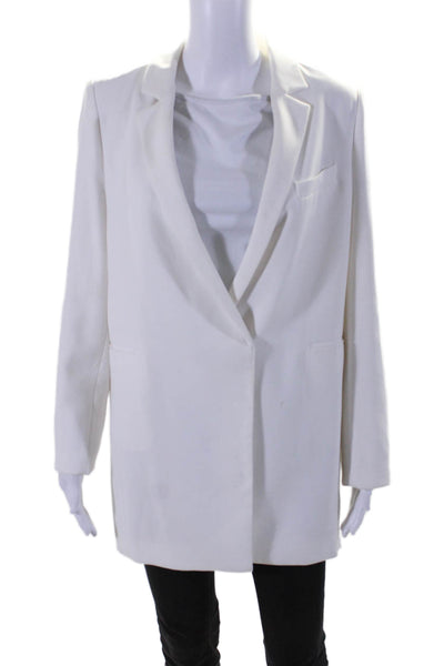 Zara Woman Womens Notched Lapel One Button Blazer White Size Medium