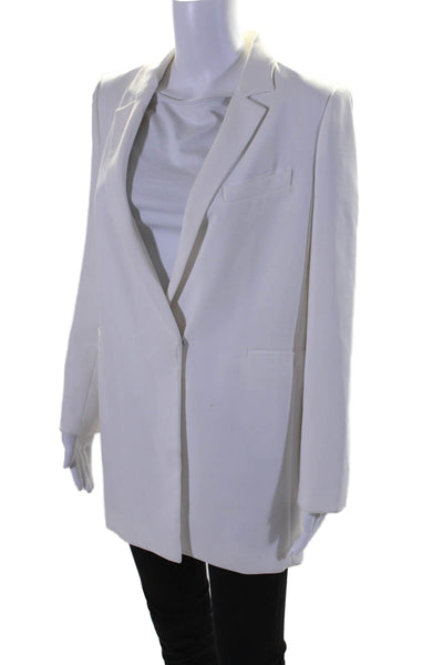 Zara Woman Womens Notched Lapel One Button Blazer White Size Medium