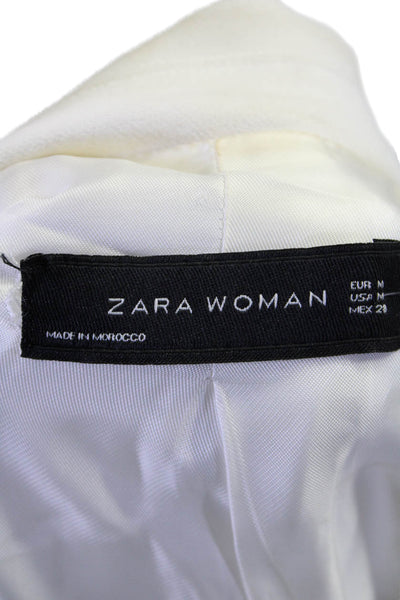 Zara Woman Womens Notched Lapel One Button Blazer White Size Medium