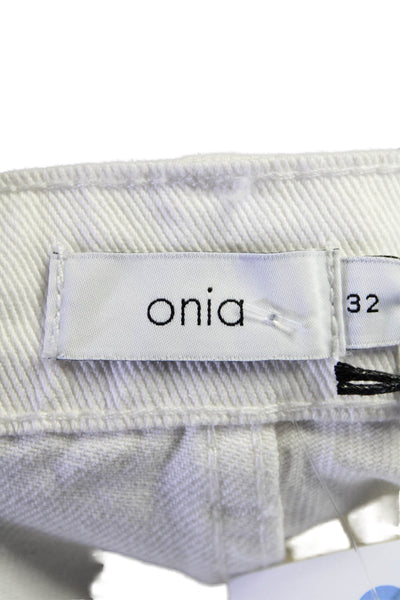 ONIA Womens Zip Front Five Pocket Tapered Leg Casual Pants White Size 32