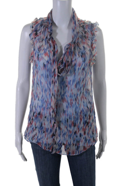 Milly Women's Round Neck Sleeveless Button Down Multicolor Blouse Size 6