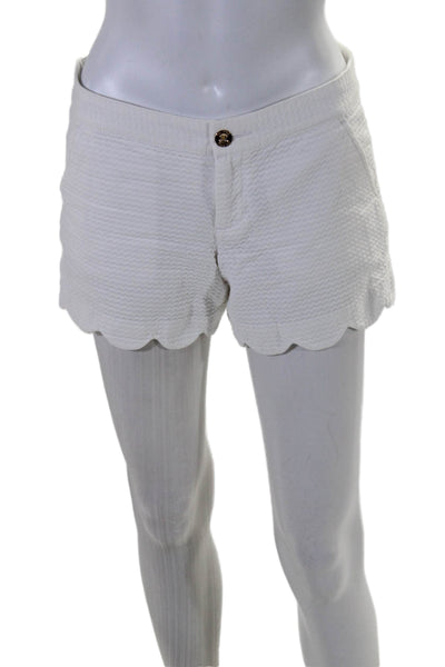 Lilly Pulitzer Women's Flat Front Scallop Edge Cotton  Dress Shorts White Size 0