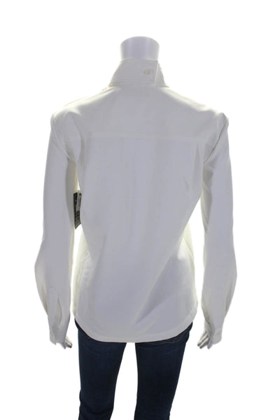 Connision Womens Long Sleeve Side Zip Mock Neck Blouse White Size 0