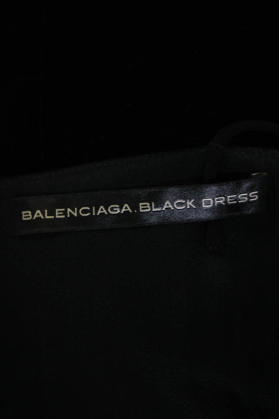 Balenciaga Black Dress Women Velvet V Neck A Line Dress Black Size EUR 38