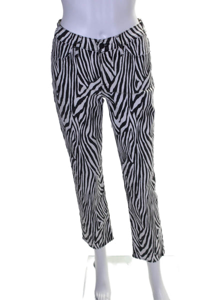 Frame Womens Cotton Animal Print Le High Straight Leg Pants White Size EUR 25