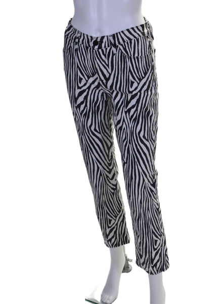 Frame Womens Cotton Animal Print Le High Straight Leg Pants White Size EUR 25