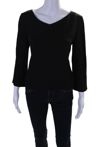 Stella McCartney Womens Long Sleeves Pullover V Neck Blouse Black Size EUR 40