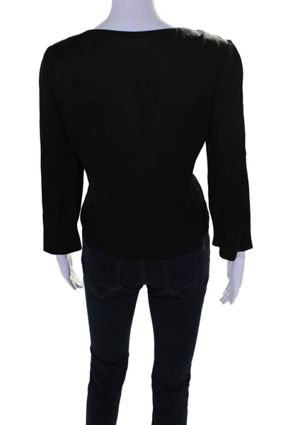 Stella McCartney Womens Long Sleeves Pullover V Neck Blouse Black Size EUR 40