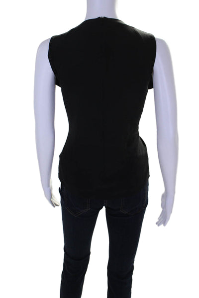 Etro Womens Inverted Pleat Crew Neck Zip Up Back Tank Top Black Size EUR 42