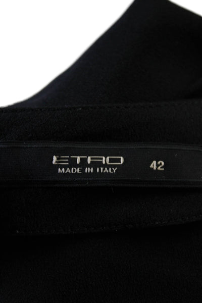 Etro Womens Inverted Pleat Crew Neck Zip Up Back Tank Top Black Size EUR 42