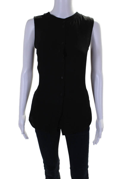 Theory Womens Silk Sleeveless Crew Neck Klimora Tank Top Black Size Small