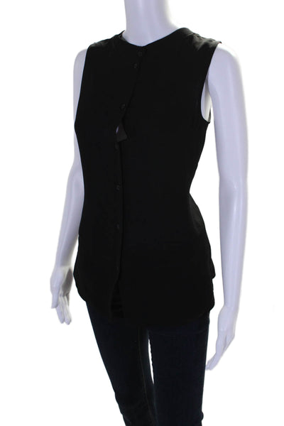 Theory Womens Silk Sleeveless Crew Neck Klimora Tank Top Black Size Small