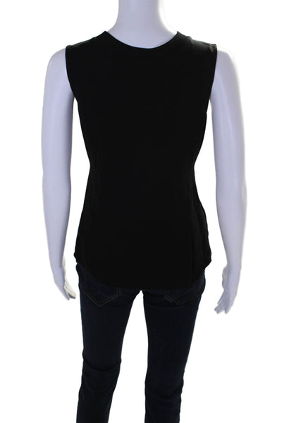 Theory Womens Silk Sleeveless Crew Neck Klimora Tank Top Black Size Small