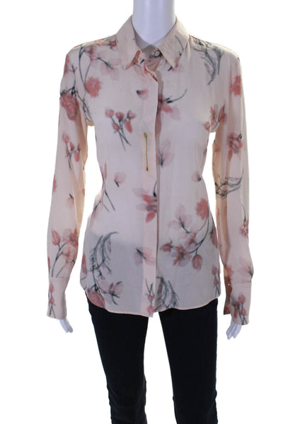 Altuzarra Womens Silk Floral Print Button Down Long Sleeves Blouse Pink Size EUR