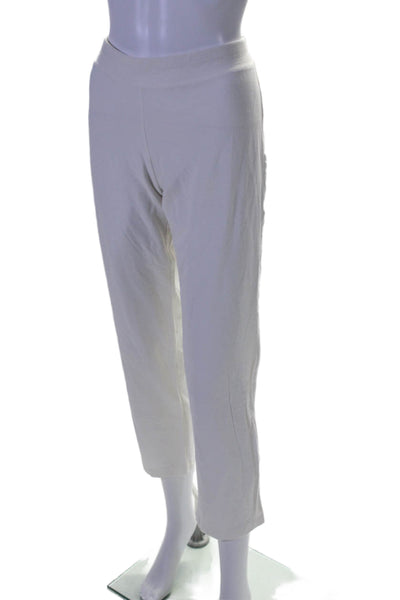 Eileen Fisher Womens Elastic Waist Slip-On Tapered Casual Pants White Size M