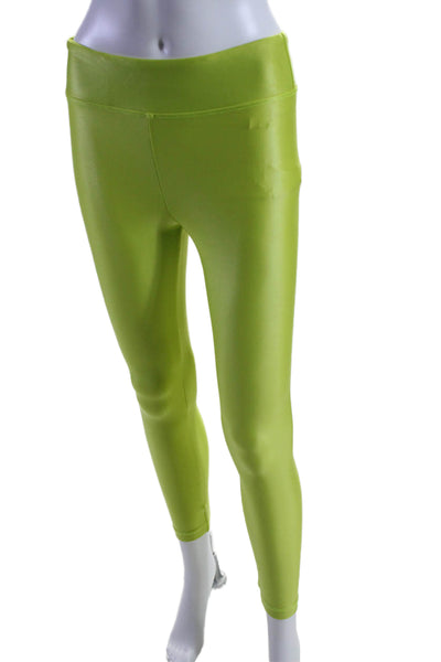 Koral Womens Solid Lime Green Pull On Pants Leggings Size M