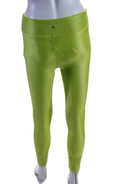 Koral Womens Solid Lime Green Pull On Pants Leggings Size M