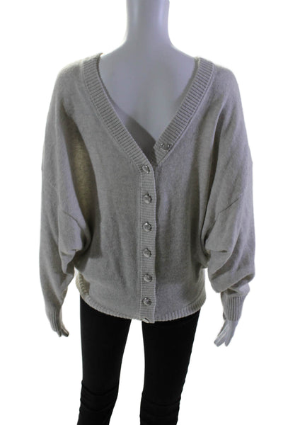 IRO Womens Cotton Dolman Sleeve Button Down Light Sweater Gray Size S