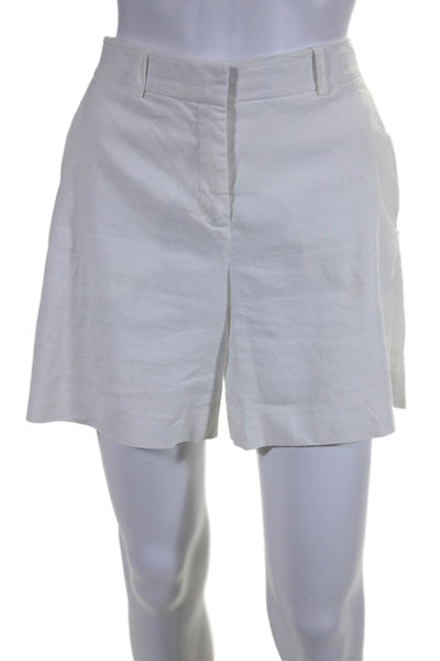 Theory Womens Zipper Fly Mid Rise Linen Casual Short Shorts White Size 4