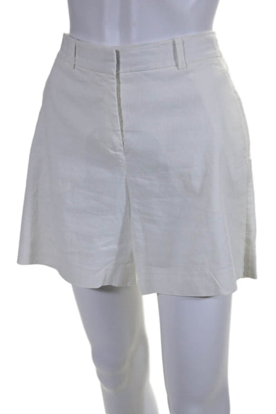 Theory Womens Zipper Fly Mid Rise Linen Casual Short Shorts White Size 4