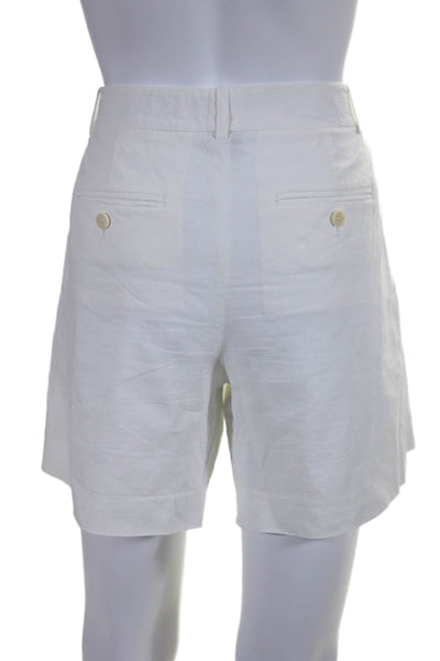 Theory Womens Zipper Fly Mid Rise Linen Casual Short Shorts White Size 4