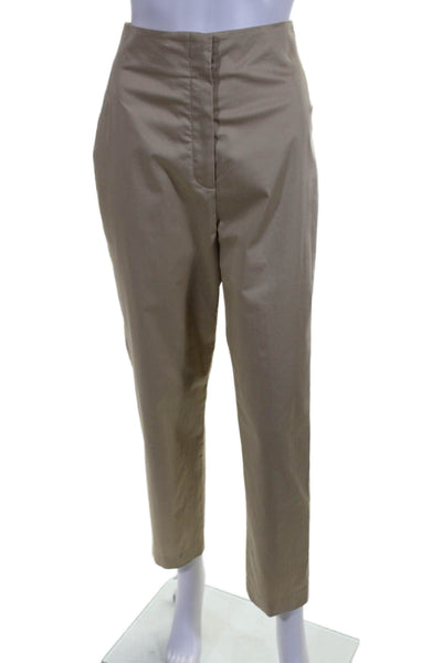 The Row Womens Zipper Fly High Rise Straight Leg Pants Brown Cotton Size 8