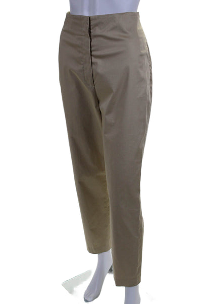 The Row Womens Zipper Fly High Rise Straight Leg Pants Brown Cotton Size 8