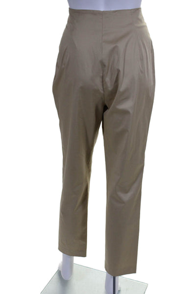 The Row Womens Zipper Fly High Rise Straight Leg Pants Brown Cotton Size 8