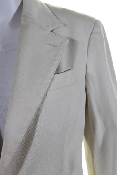Ralph Lauren Black Label Womens Single Button Blazer Jacket White Cotton Size 4