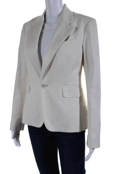 Ralph Lauren Black Label Womens Single Button Blazer Jacket White Cotton Size 4