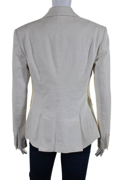 Ralph Lauren Black Label Womens Single Button Blazer Jacket White Cotton Size 4