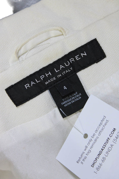 Ralph Lauren Black Label Womens Single Button Blazer Jacket White Cotton Size 4