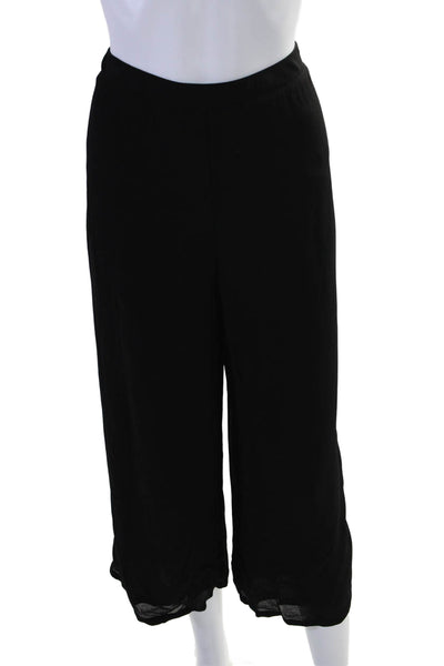 Wilt Womens V Neck Tank Top High Rise Wide Leg Pant Set Black Size Medium