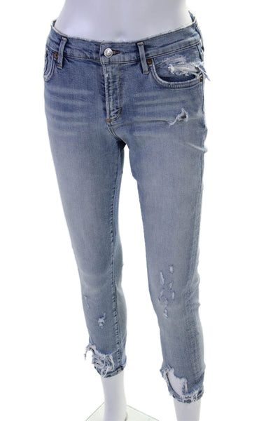 Agolde Womens Zipper Fly High Rise Distressed Skinny Jeans Blue Size 26