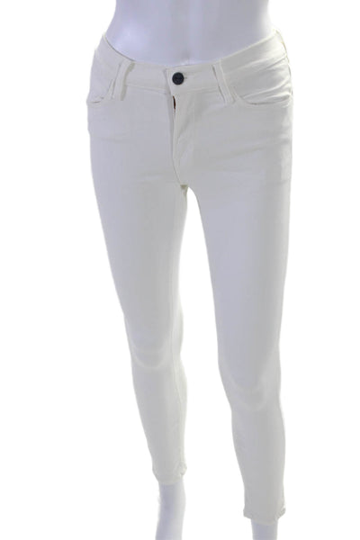 Frame Denim Womens Zipper Fly High Rise Skinny Jeans White Size 26