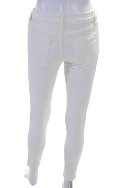 Frame Denim Womens Zipper Fly High Rise Skinny Jeans White Size 26