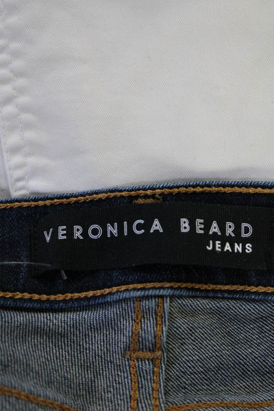 Veronica Beard Jeans Womens Button Fly High Rise Fringe Skinny Jeans Blue 24