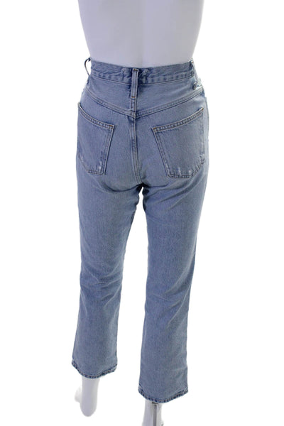 Agolde Womens Zipper Fly High Rise Light Wash Straight Leg Jeans Blue Size 23