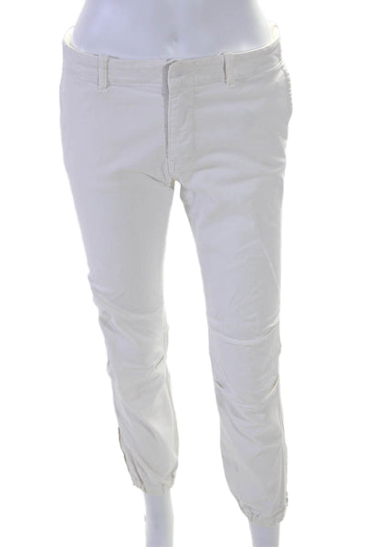 Nili Lotan Womens Zipper Fly Mid Rise Straight Leg Pants White Cotton Size 6