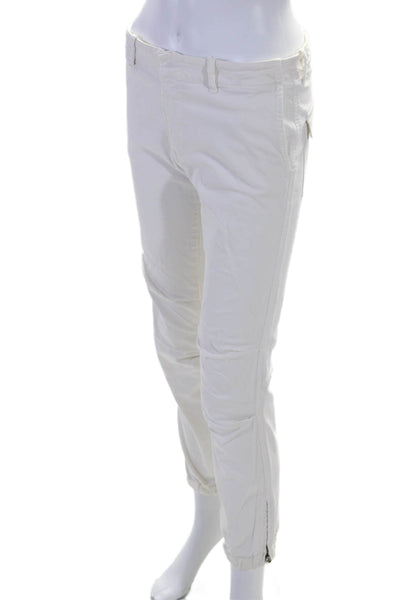 Nili Lotan Womens Zipper Fly Mid Rise Straight Leg Pants White Cotton Size 6