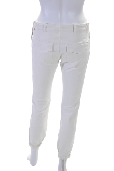 Nili Lotan Womens Zipper Fly Mid Rise Straight Leg Pants White Cotton Size 6