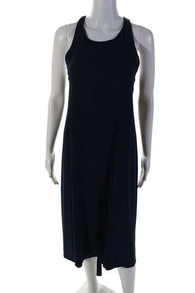 Alice + Olivia Women's Round Neck Sleeveless Asymmetrical Midi Dress Blue Size S