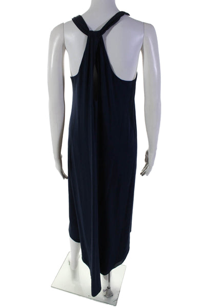 Alice + Olivia Women's Round Neck Sleeveless Asymmetrical Midi Dress Blue Size S