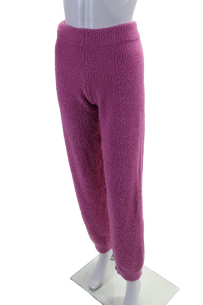 Apparis Womens Elastic Waist Tapered Leg Sweatpants Pink Size Medium