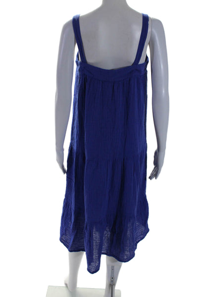 Michael Stars Women's Square Neck Sleeveless Tiered Midi Dress Blue Size XS