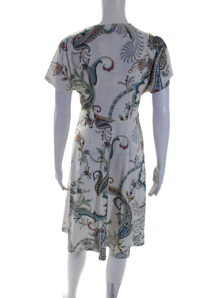 Halebob Women's V-Neck Short Sleeves Floral Paisley Midi Dress Size XS