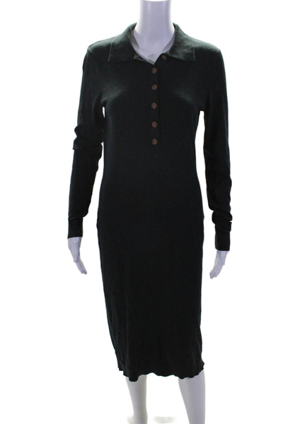 525 Womens Long Sleeve Collared Button Up Maxi Dress Black Size S