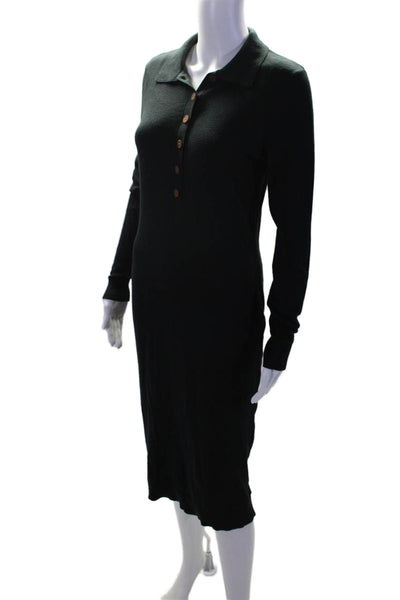 525 Womens Long Sleeve Collared Button Up Maxi Dress Black Size S