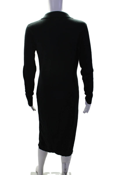 525 Womens Long Sleeve Collared Button Up Maxi Dress Black Size S